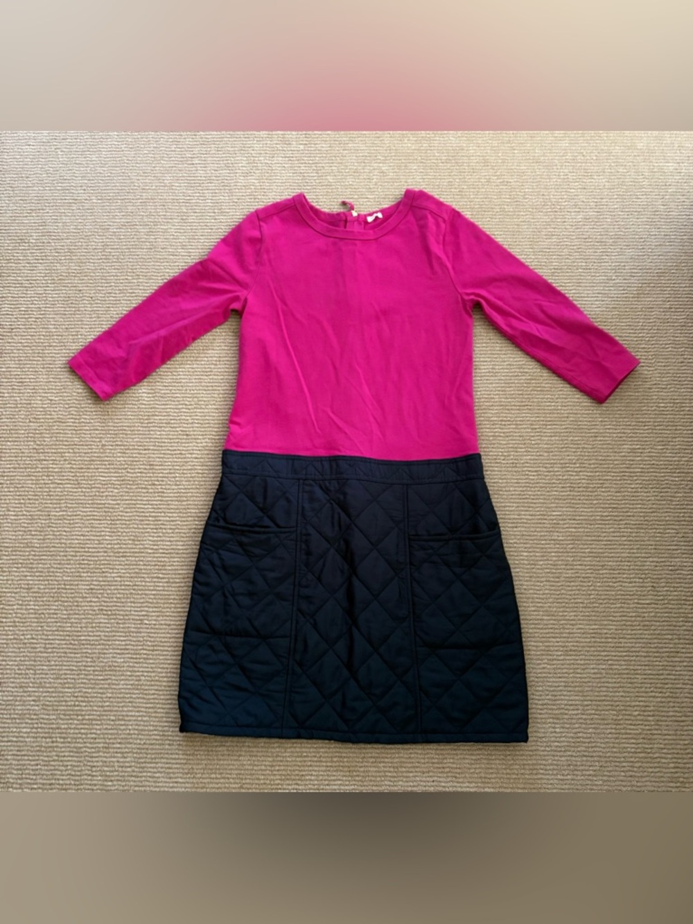 Crewcuts Pink and Navy Two-Tone Quilted Skirt Dress size 16